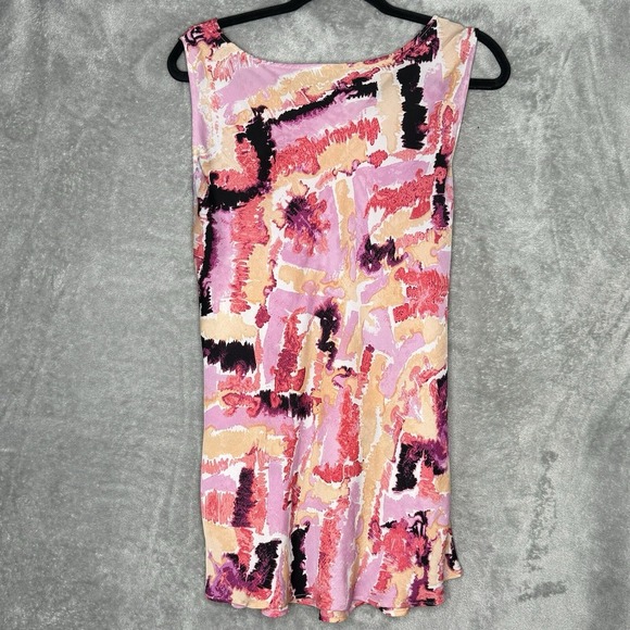 Daisy Fuentes XL Shirt Top Pink Abstract Sleeveless Round Neck Tiered - Picture 4 of 7